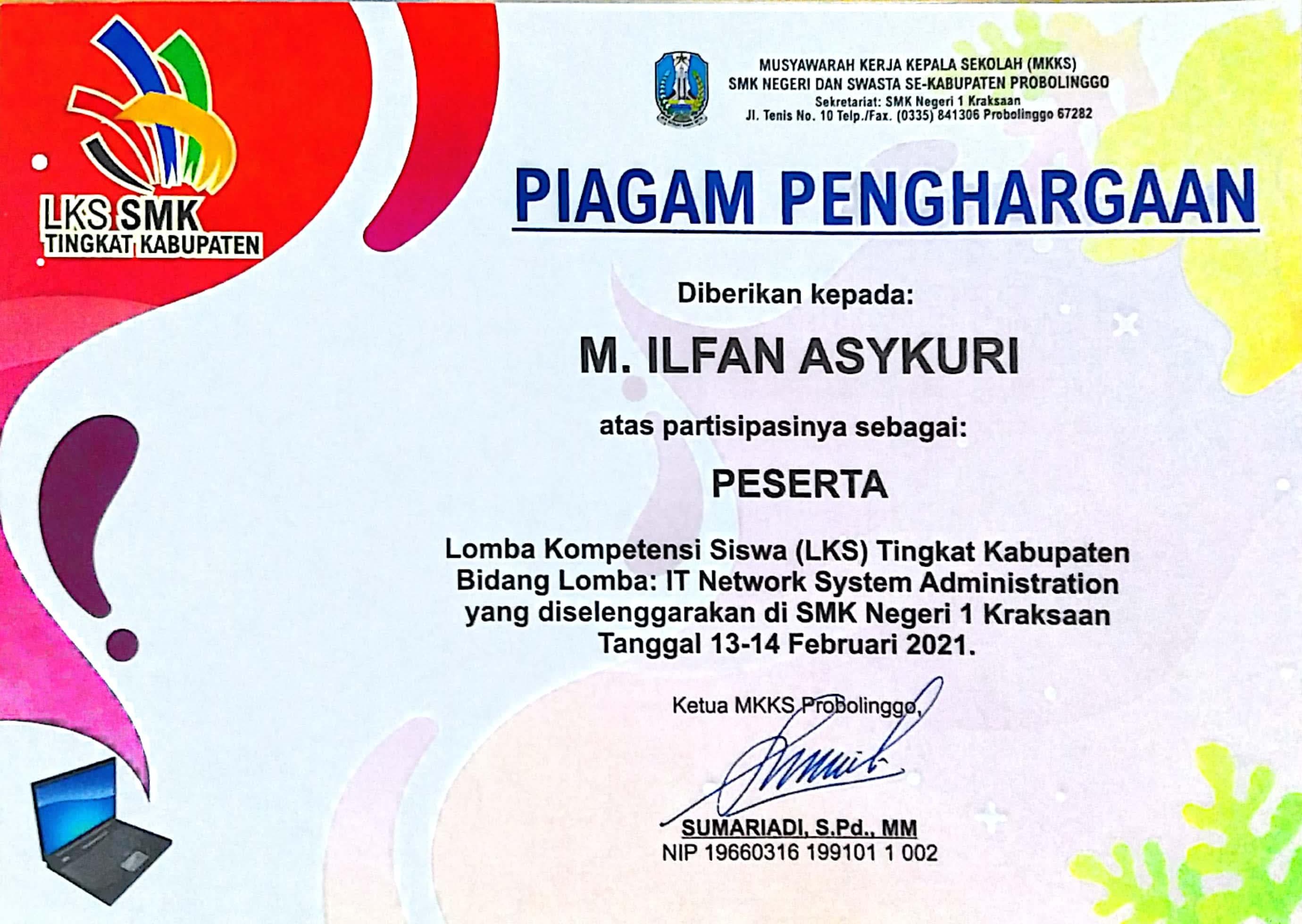 Sertifikat Lomba IT Network System Administration